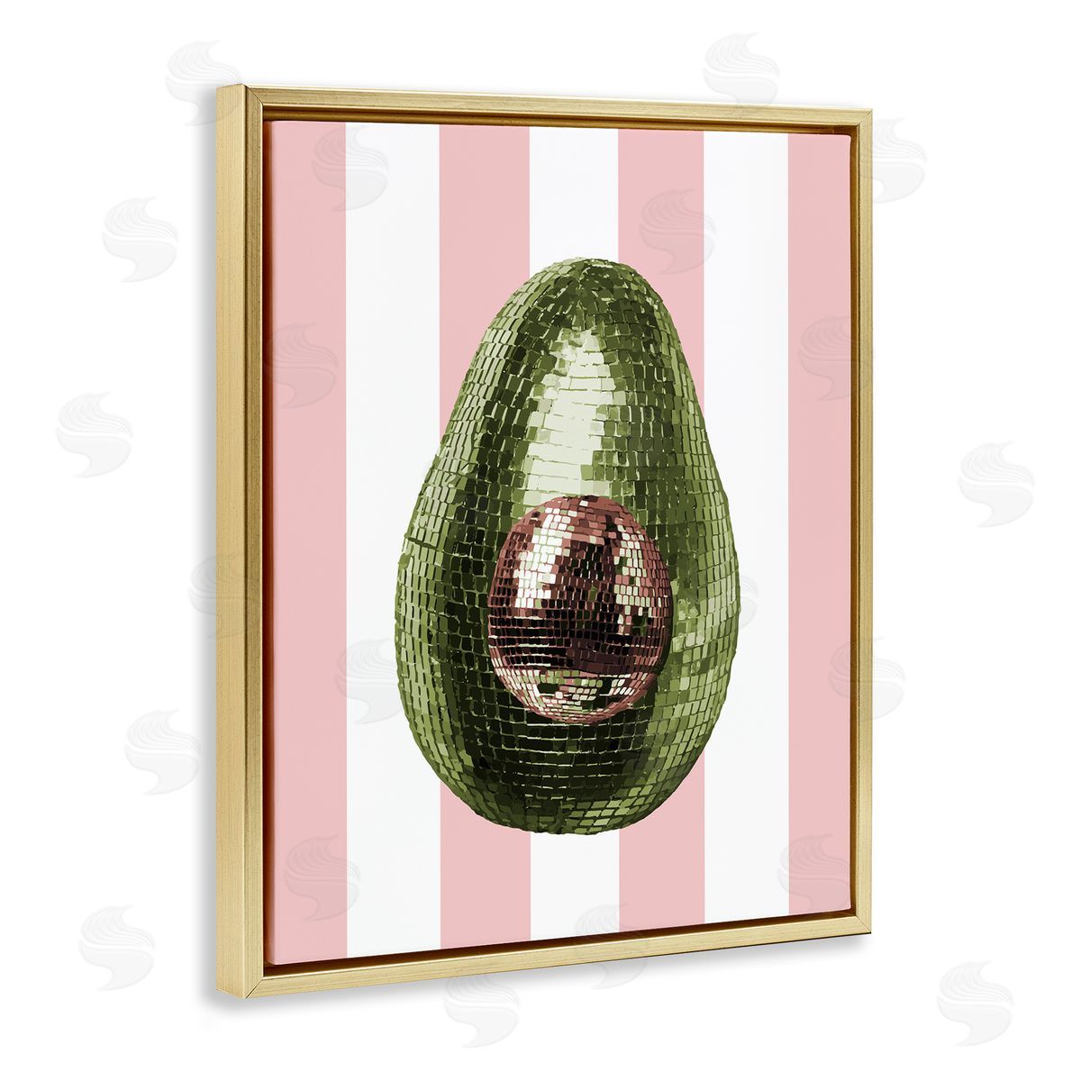 Disco Avocado on Pink Gold Floating Frame Canvas Wall Art, Home Decor by Stupell Studio