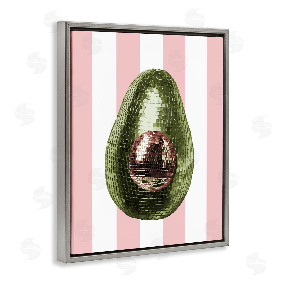 Disco Avocado on Pink Grey Floating Frame Canvas Wall Art, Home Decor by Stupell Studio