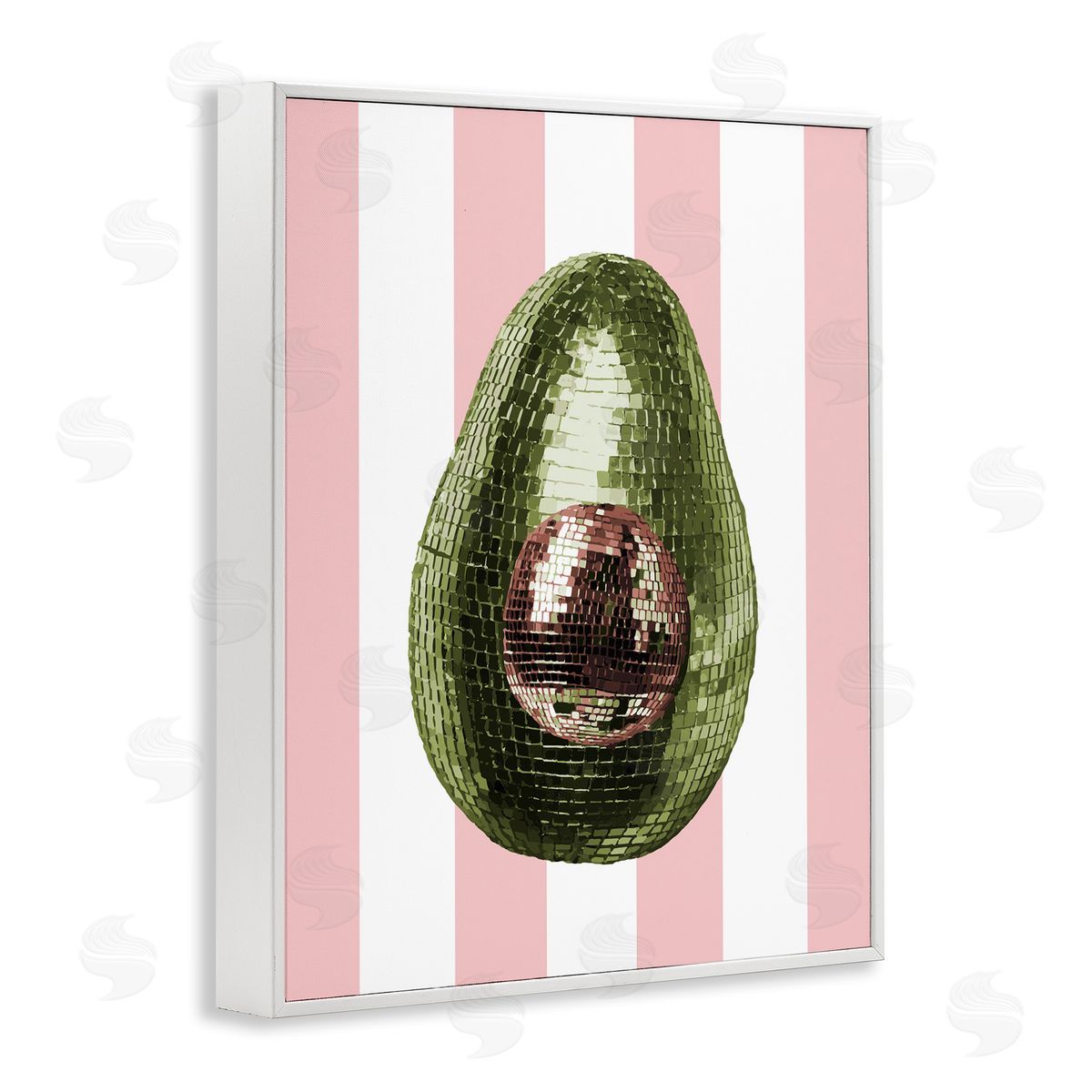 Disco Avocado on Pink White Frame Print Wall Art, Home Decor by Stupell Studio