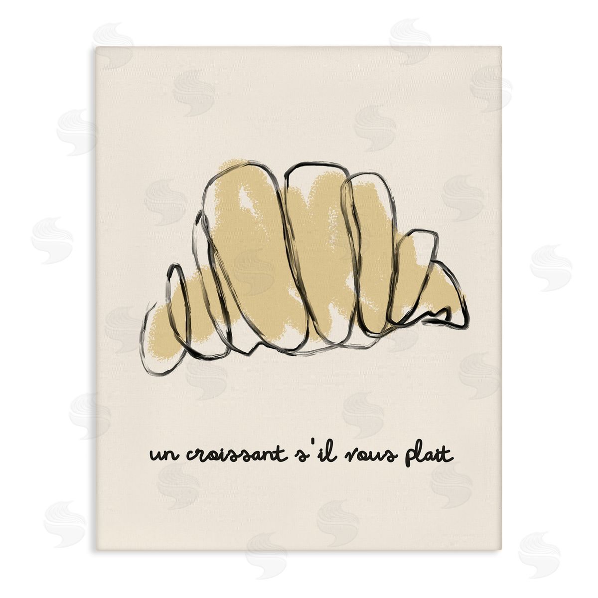 Modern French Phrase Croissant Canvas Wall Art, Home Decor by Stupell Studio