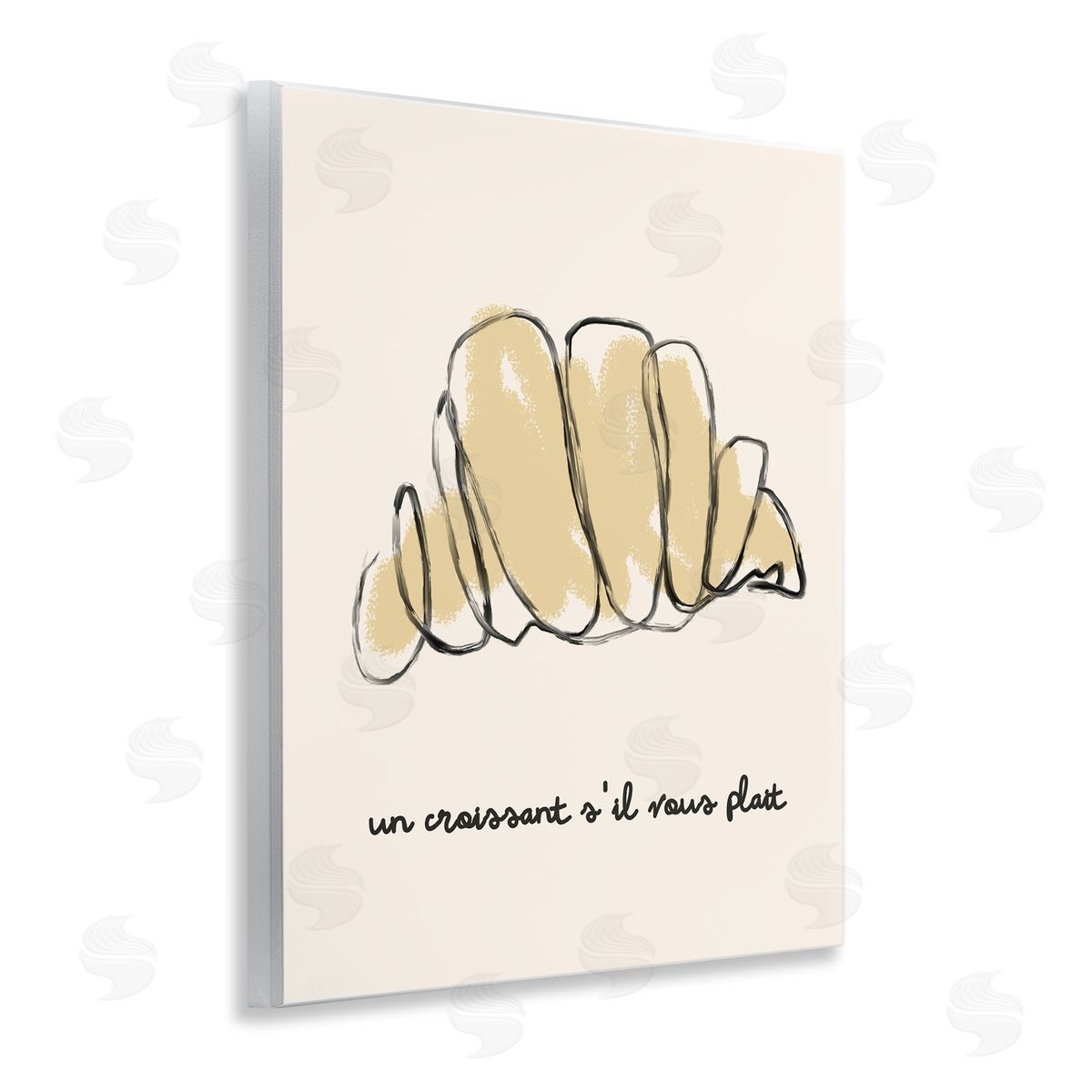 Modern French Phrase Croissant Wood Plaque Wall Art, Home Decor by Stupell Studio