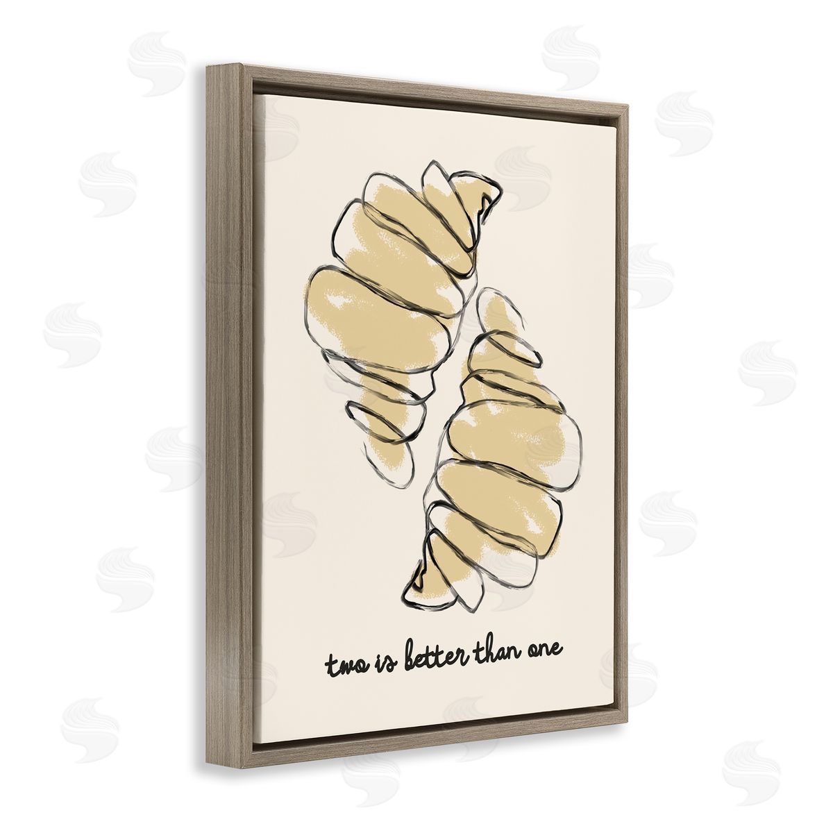 Croissants with French Phrase Brown Floating Frame Canvas Wall Art, Home Decor by Stupell Studio