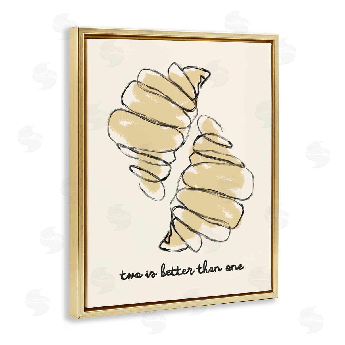 Croissants with French Phrase Gold Floating Frame Canvas Wall Art, Home Decor by Stupell Studio