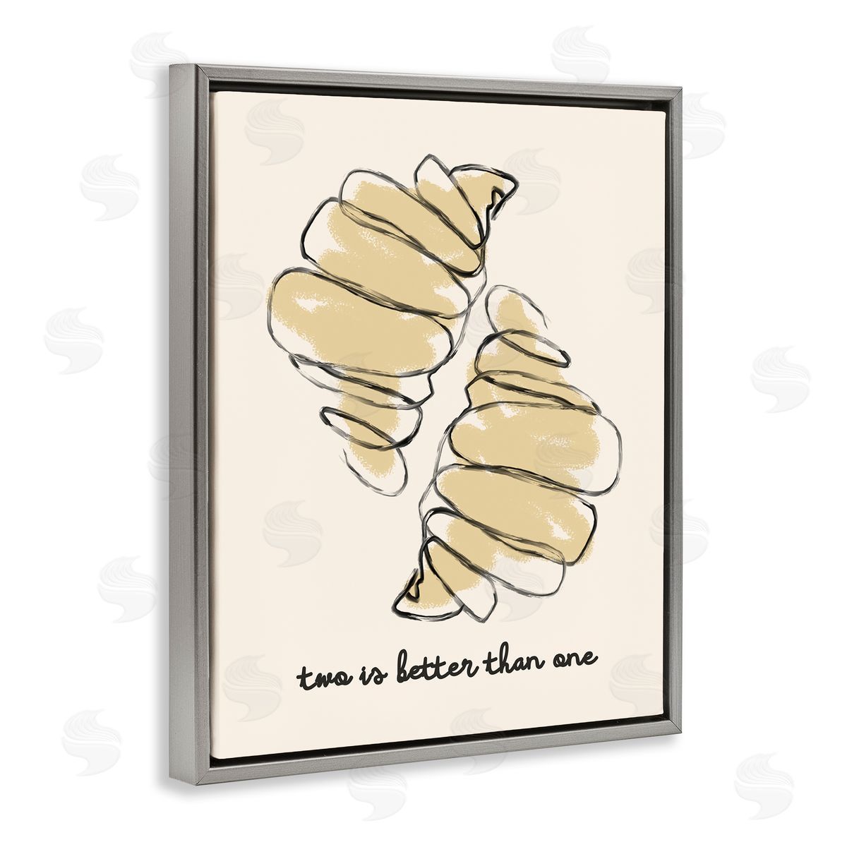 Croissants with French Phrase Grey Floating Frame Canvas Wall Art, Home Decor by Stupell Studio