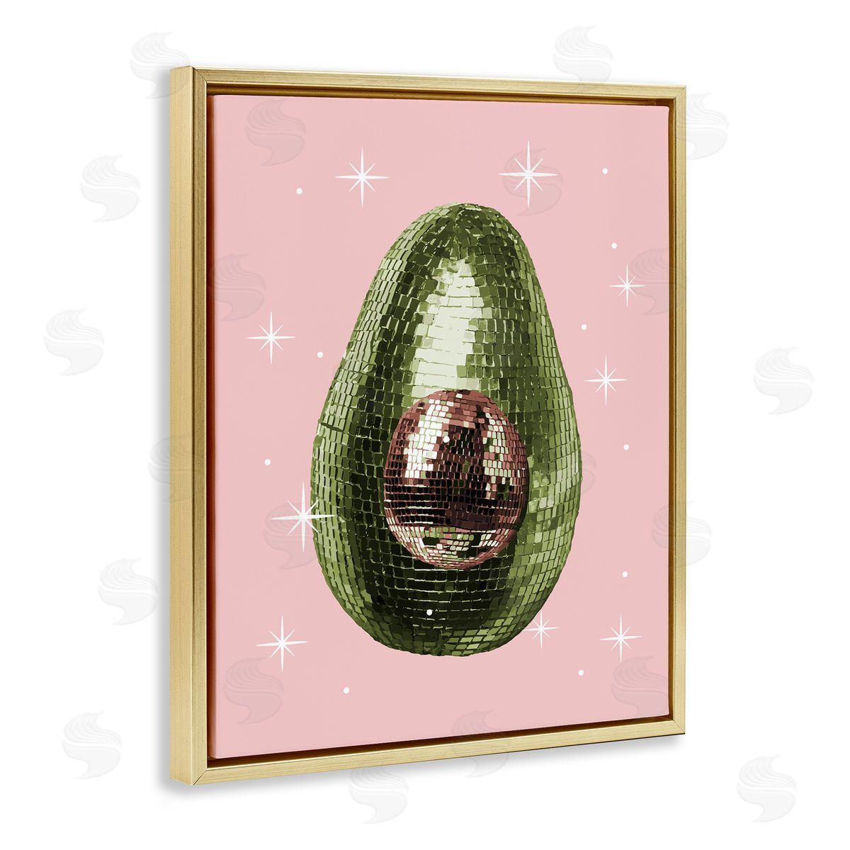 Luminous Disco Avocado Gold Floating Frame Canvas Wall Art, Home Decor by Stupell Studio