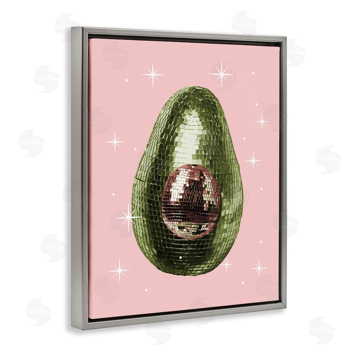 Luminous Disco Avocado Grey Floating Frame Canvas Wall Art, Home Decor by Stupell Studio