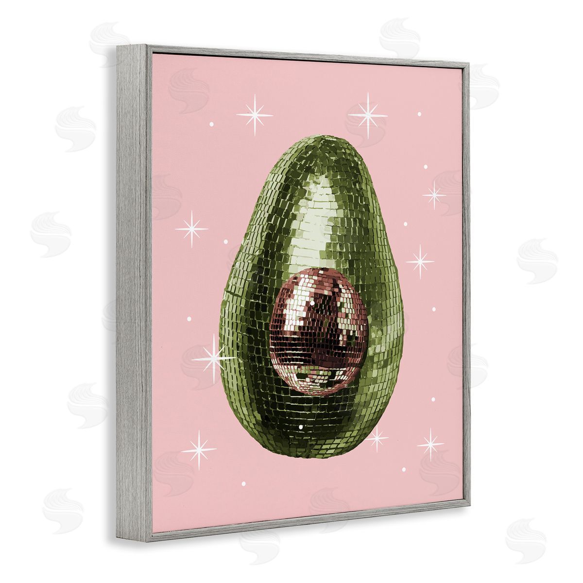 Luminous Disco Avocado Grey Frame Print Wall Art, Home Decor by Stupell Studio