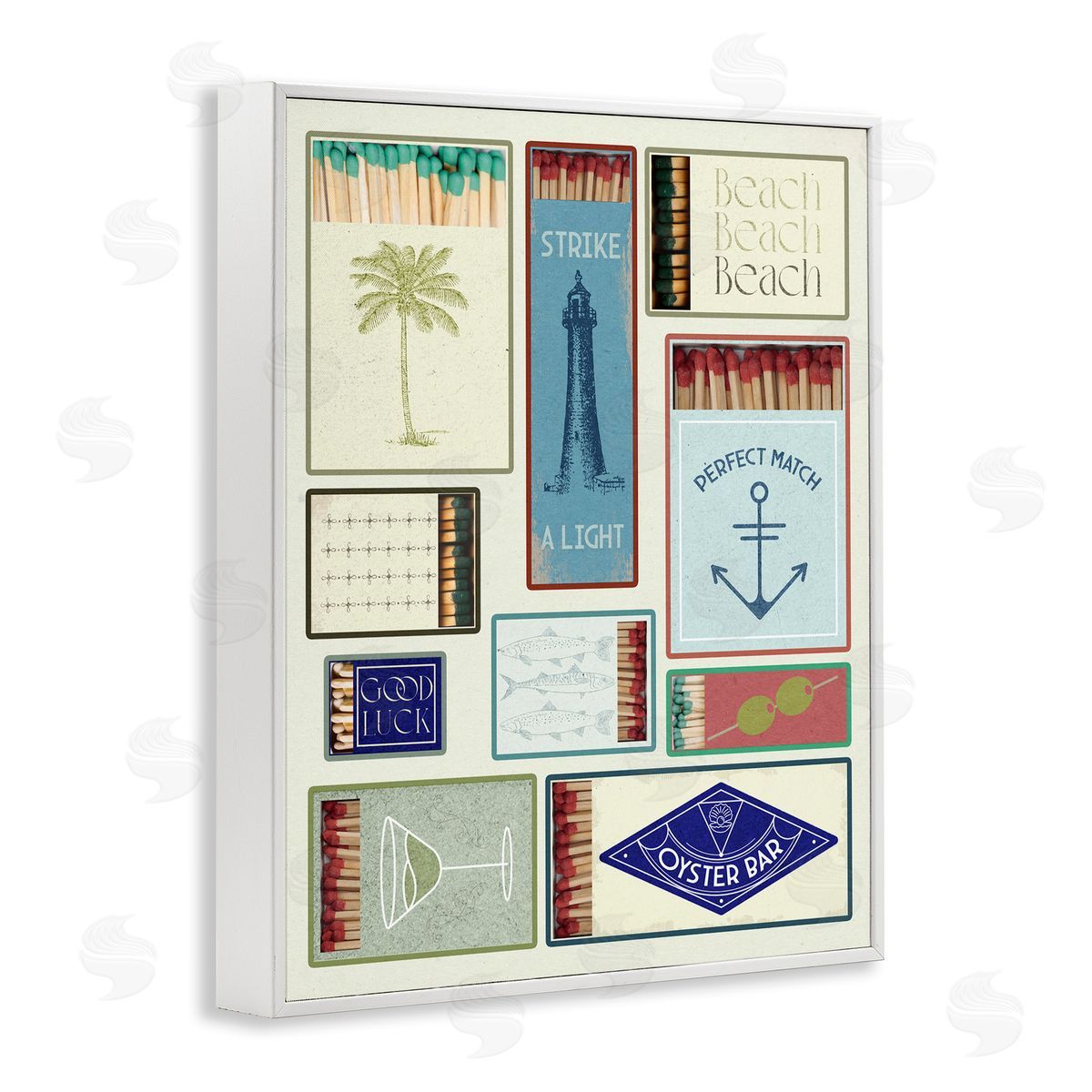 Nautical Theme Matchboxes White Frame Print Wall Art, Home Decor by Stupell Studio