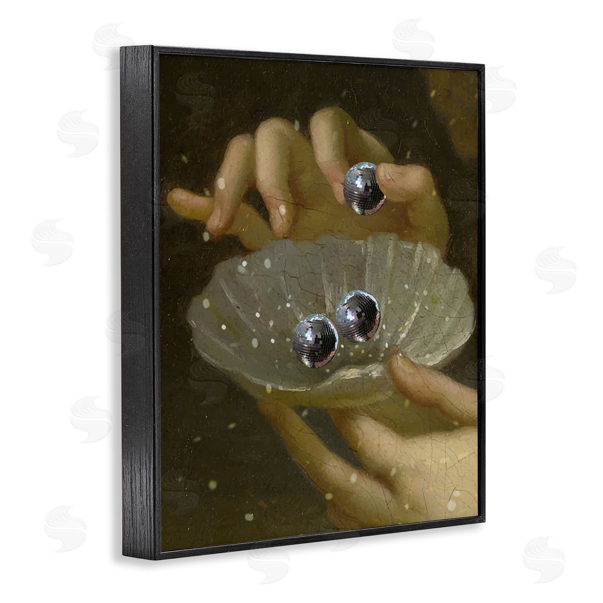 Classic Disco Clam Pearls Black Frame Print Wall Art, Home Decor by Stupell Studio