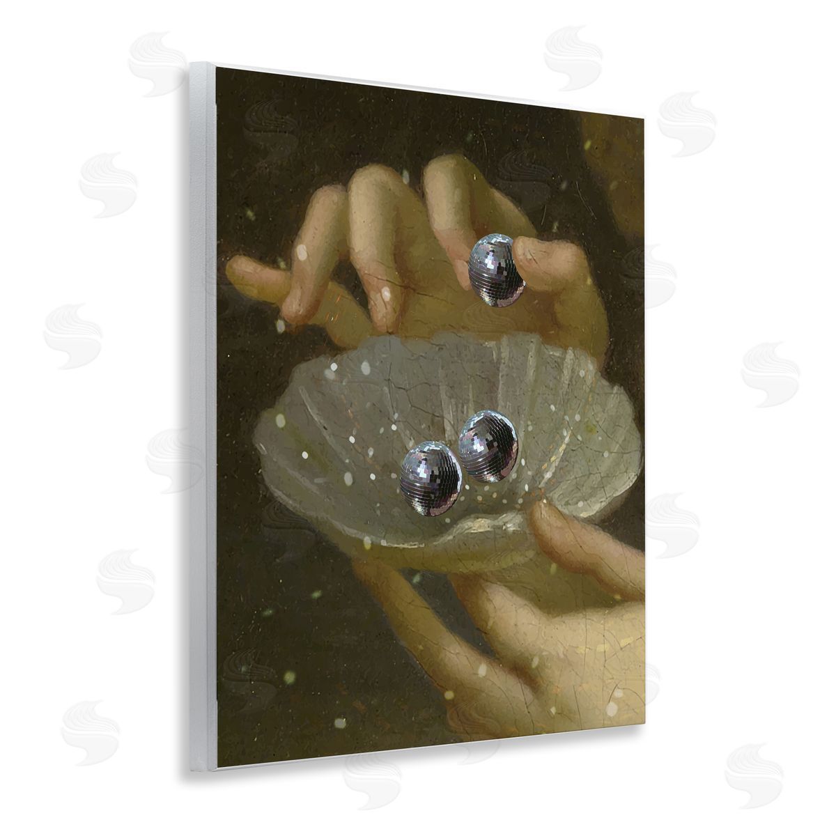 Classic Disco Clam Pearls Wood Plaque Wall Art, Home Decor by Stupell Studio