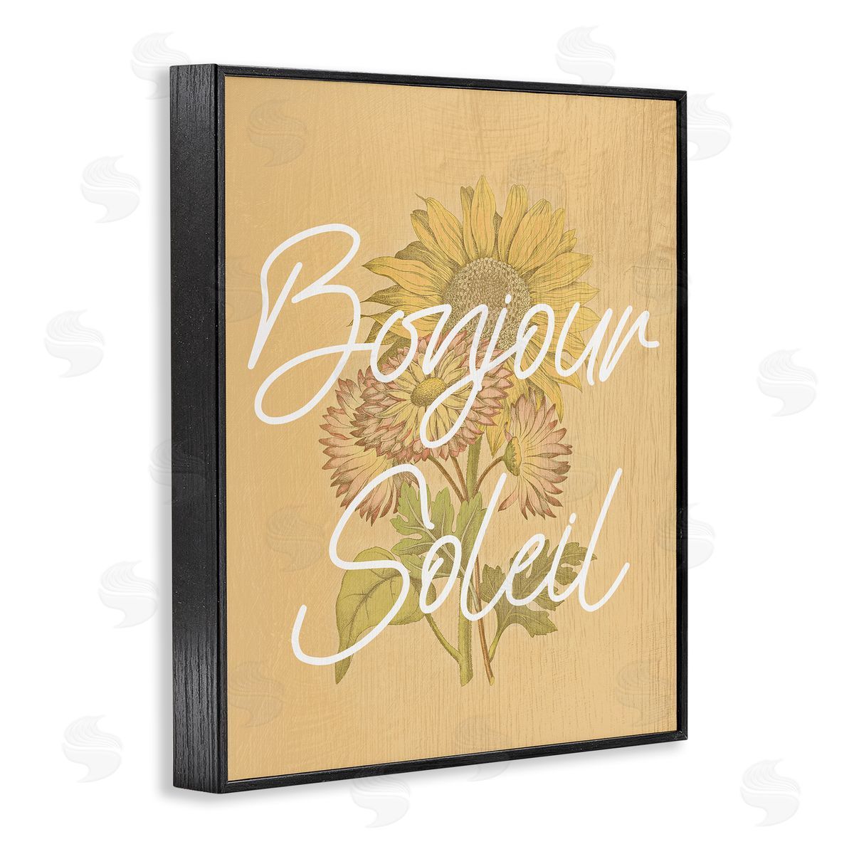 Hello Sunshine French Phrase Black Frame Print Wall Art, Home Decor by Stupell Studio