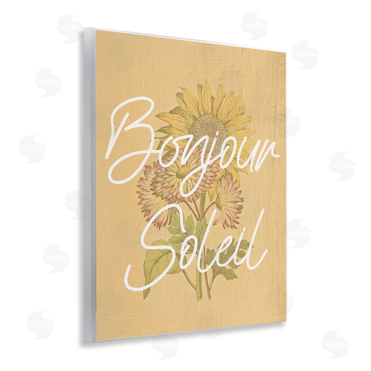 Hello Sunshine French Phrase Wood Plaque Wall Art, Home Decor by Stupell Studio