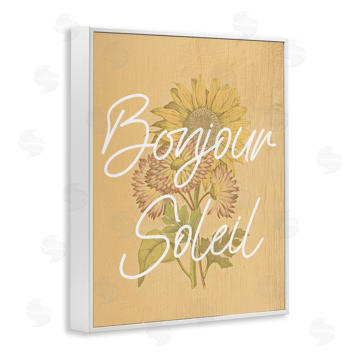 Hello Sunshine French Phrase White Frame Print Wall Art, Home Decor by Stupell Studio