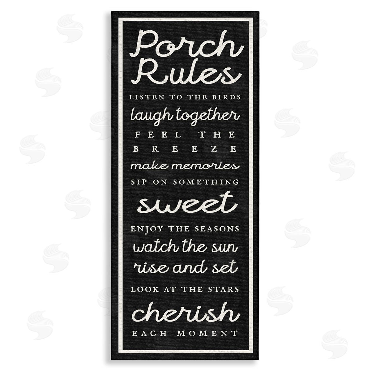 Porch Rules on Black Canvas Wall Art, Home Decor by Stupell Studio