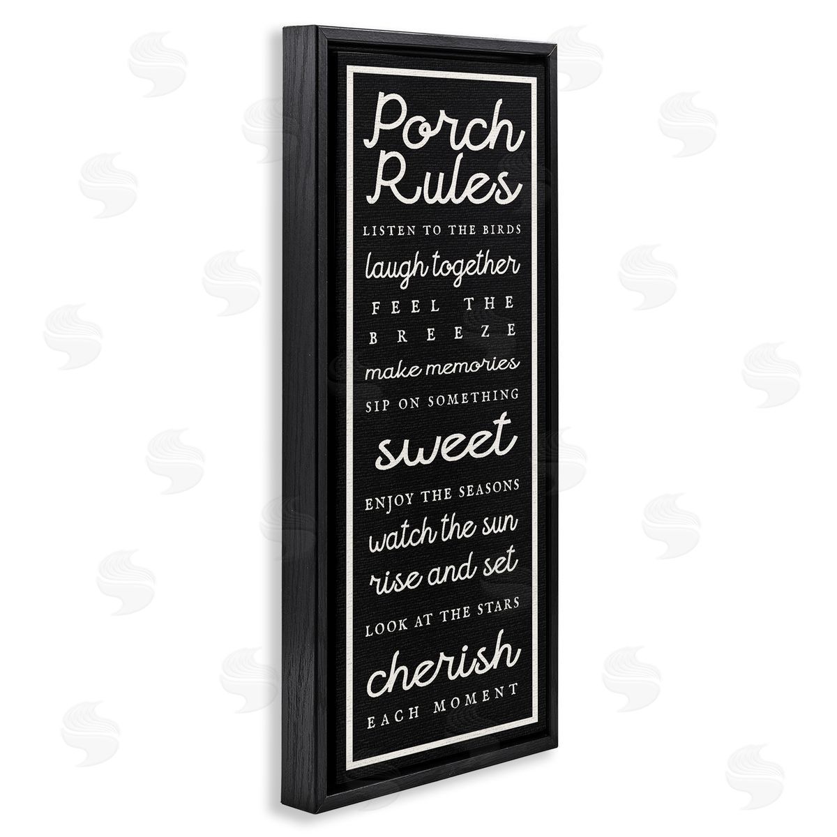 Porch Rules on Black Black Floating Frame Canvas Wall Art, Home Decor by Stupell Studio