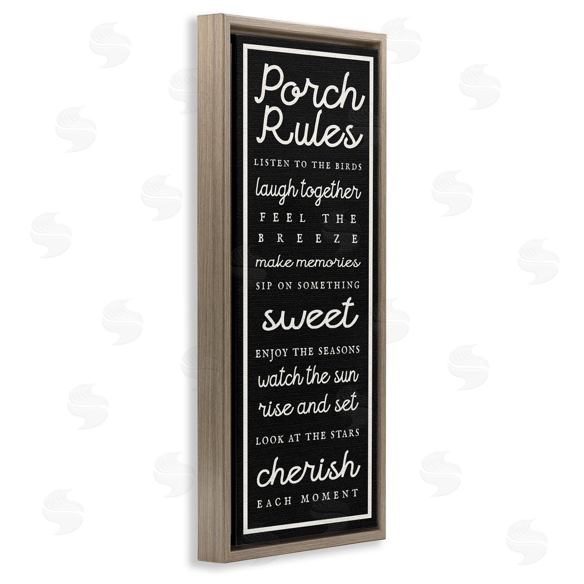 Porch Rules on Black Brown Floating Frame Canvas Wall Art, Home Decor by Stupell Studio