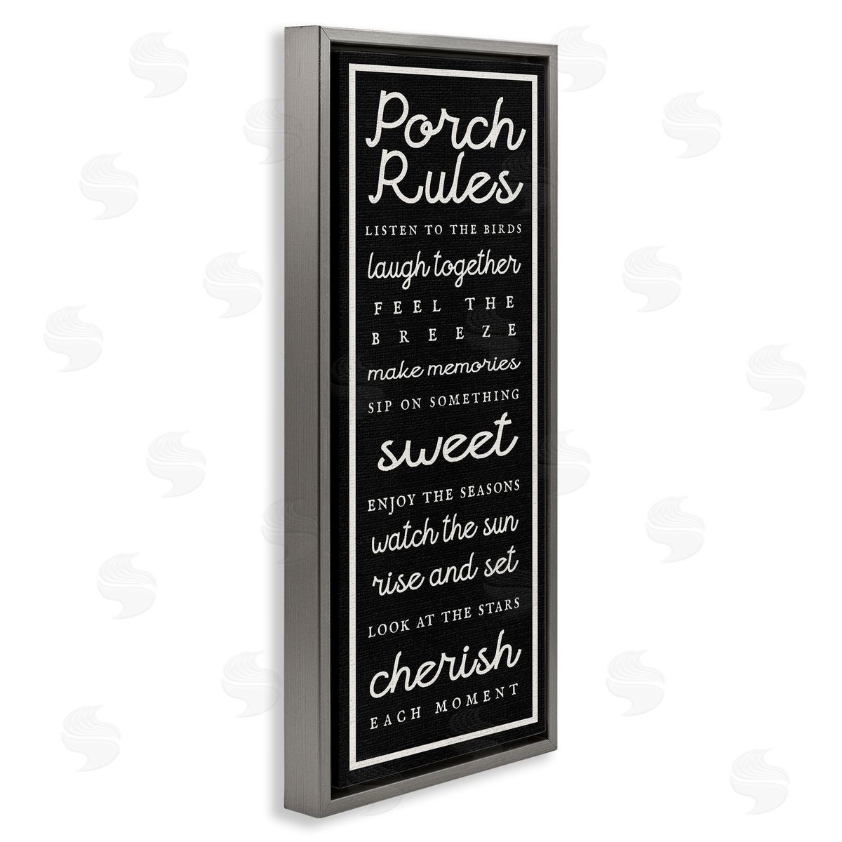 Porch Rules on Black Grey Floating Frame Canvas Wall Art, Home Decor by Stupell Studio