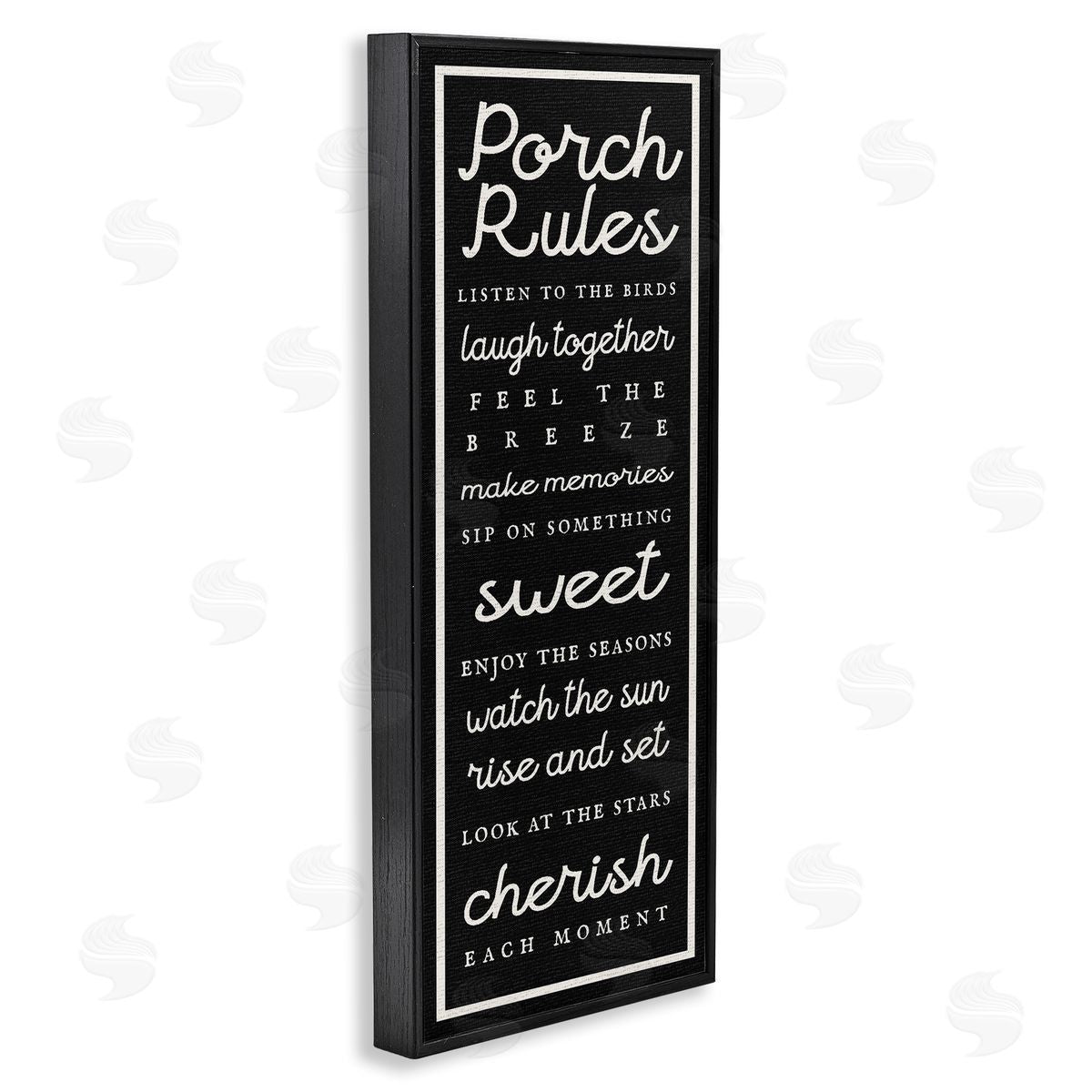 Porch Rules on Black Black Frame Print Wall Art, Home Decor by Stupell Studio