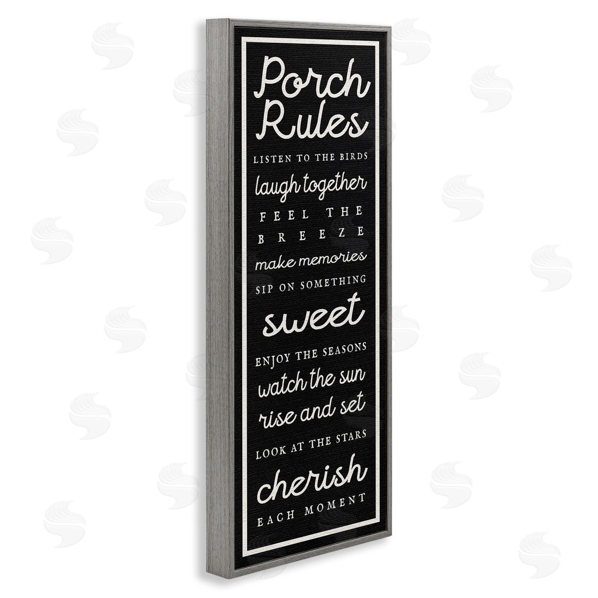 Porch Rules on Black Grey Frame Print Wall Art, Home Decor by Stupell Studio
