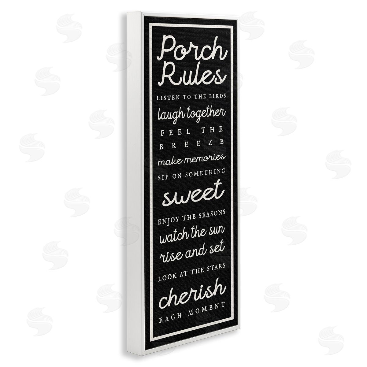 Porch Rules on Black White Frame Print Wall Art, Home Decor by Stupell Studio
