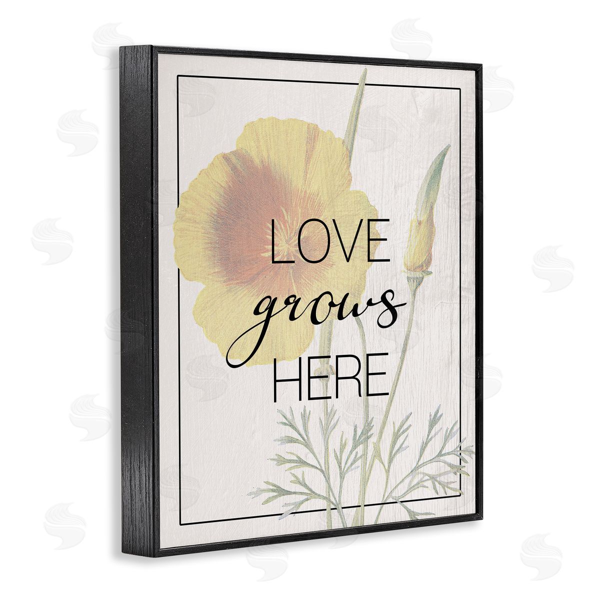 Vintage Love Grows Here Black Frame Print Wall Art, Home Decor by Stupell Studio