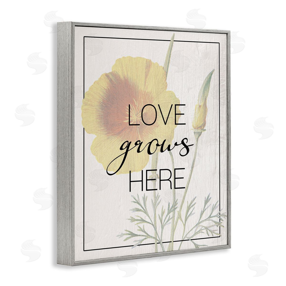 Vintage Love Grows Here Grey Frame Print Wall Art, Home Decor by Stupell Studio