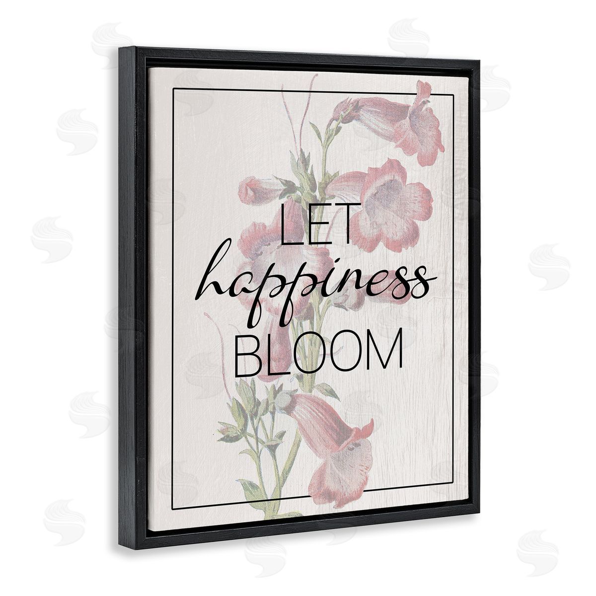 Vintage Let Happiness Bloom Black Floating Frame Canvas Wall Art, Home Decor by Stupell Studio