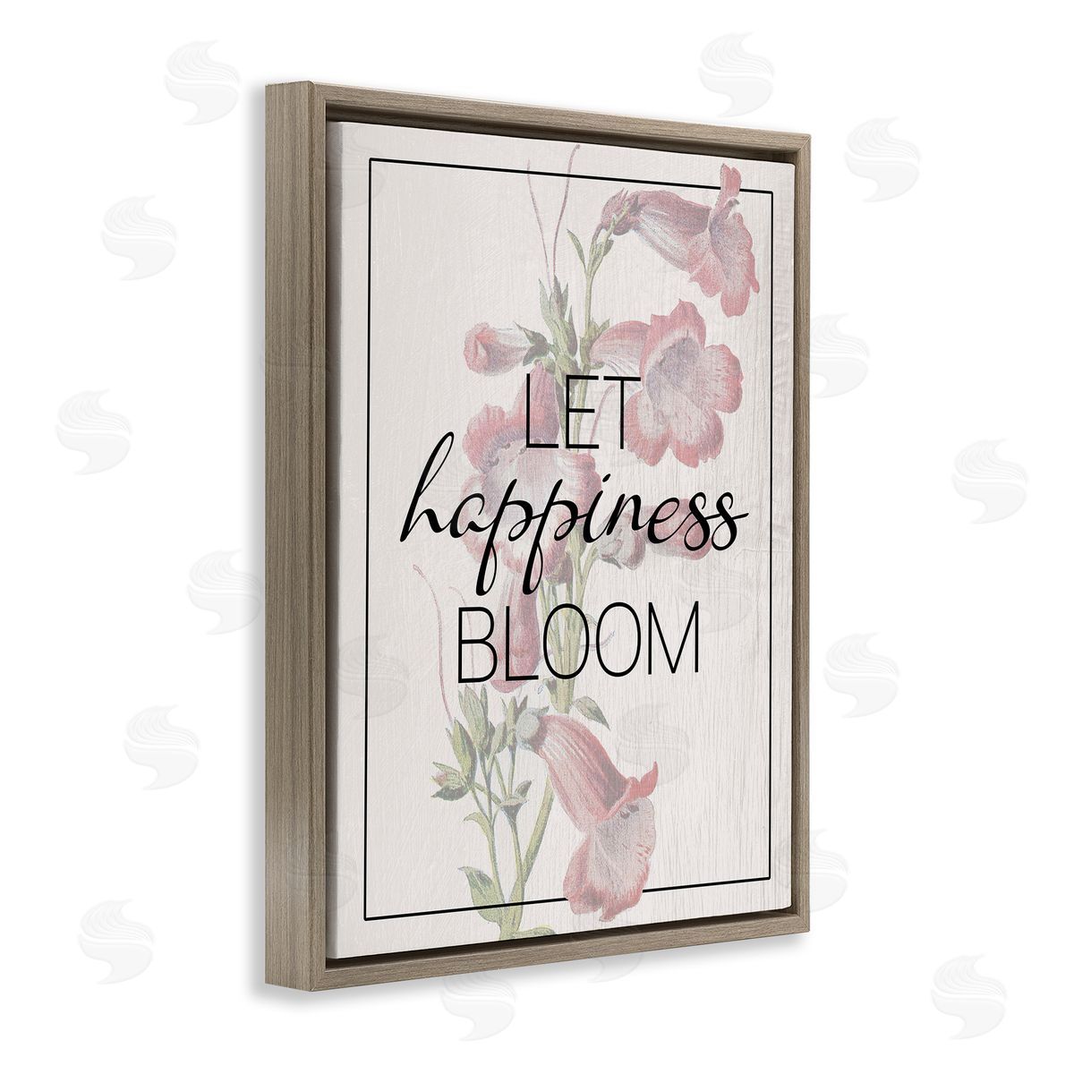 Vintage Let Happiness Bloom Brown Floating Frame Canvas Wall Art, Home Decor by Stupell Studio