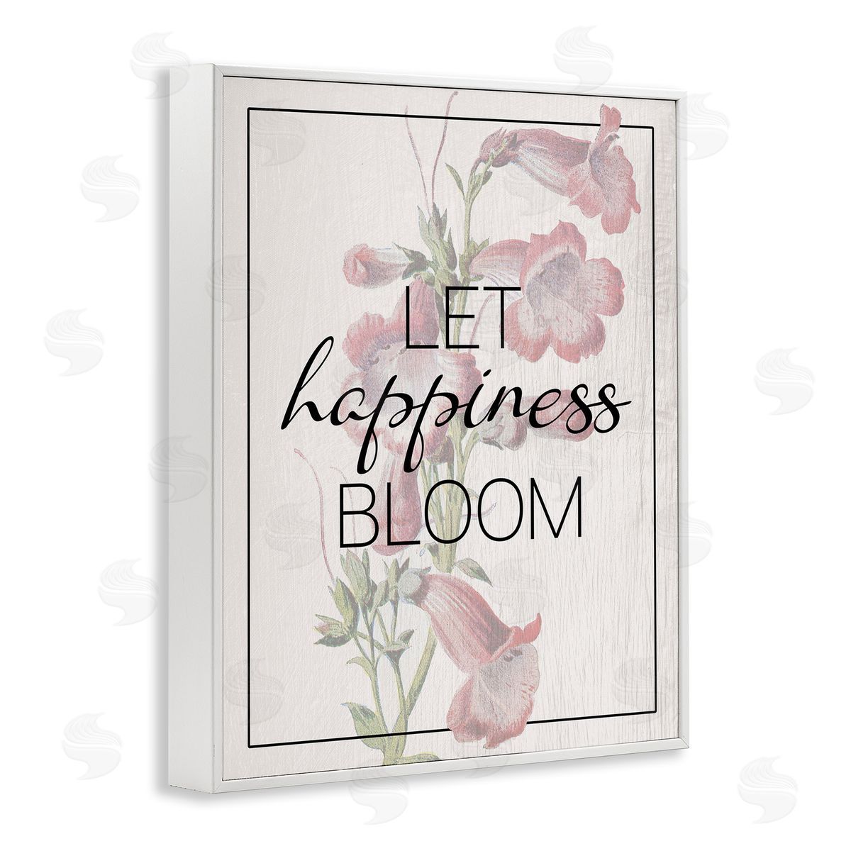 Vintage Let Happiness Bloom White Frame Print Wall Art, Home Decor by Stupell Studio