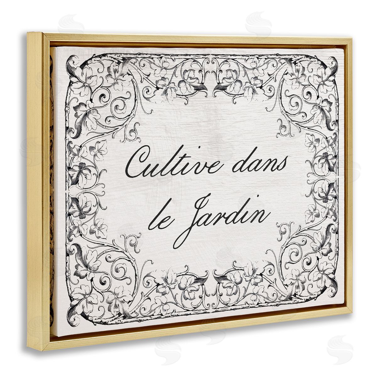 Vintage Cultivate In Garden Gold Floating Frame Canvas Wall Art, Home Decor by Stupell Studio
