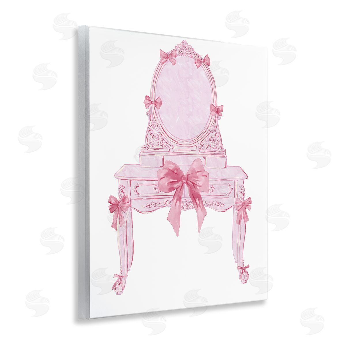 Lovely Pink Vanity with Bows Wood Plaque Wall Art, Home Decor by Ziwei Li