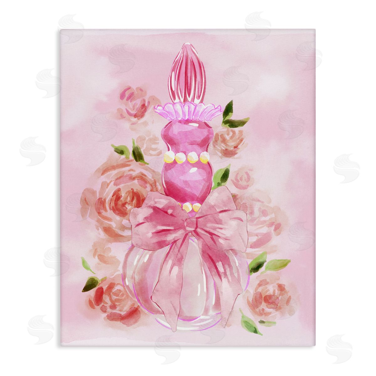 Lovely Pink Perfume & Roses Canvas Wall Art, Home Decor by Ziwei Li