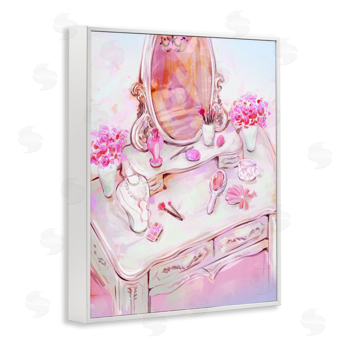 Pastel Pink Vanity View White Frame Print Wall Art, Home Decor by Ziwei Li