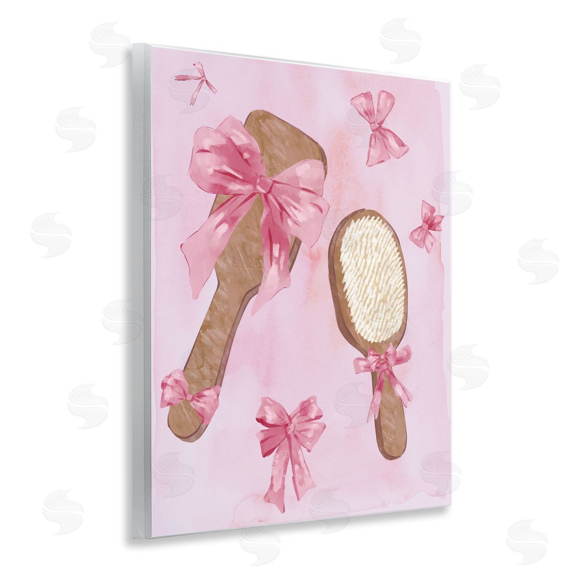 Lovely Pink Hairbrushes Wood Plaque Wall Art, Home Decor by Ziwei Li