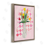 Ziwei Li | Yellow Tulip Vase on Checkered