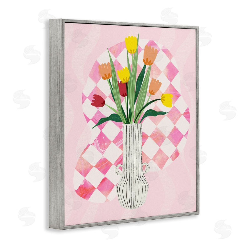 Ziwei Li | Yellow Tulip Vase on Checkered