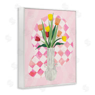 Ziwei Li | Yellow Tulip Vase on Checkered