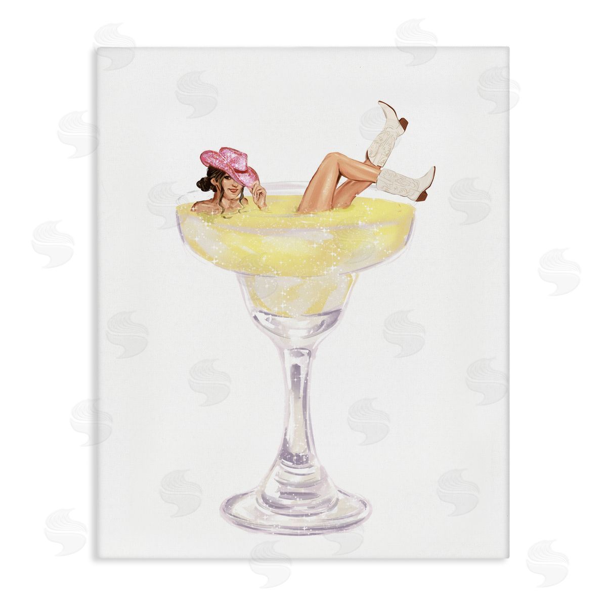 Glam Cowgirl in Margarita Canvas Wall Art, Home Decor by Ziwei Li