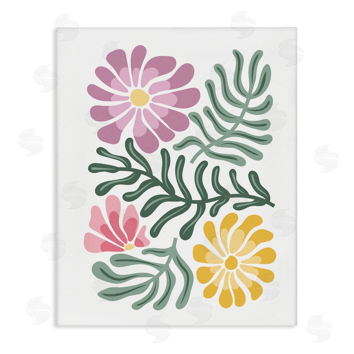 Pastel Midcentury Mod Blooms Canvas Wall Art, Home Decor by Kim Allen