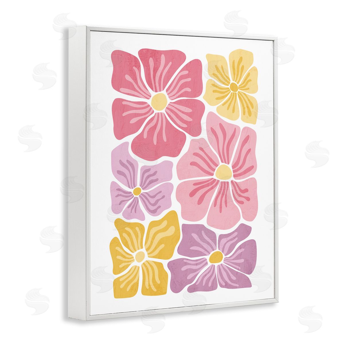 Pastel Hued Flower Blossoms White Frame Print Wall Art, Home Decor by Kim Allen