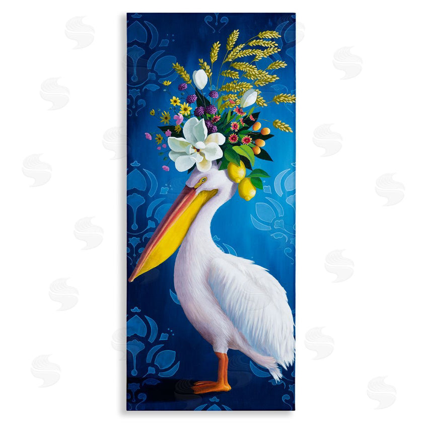 Heather Gauthier | Floral Pelican over Damask