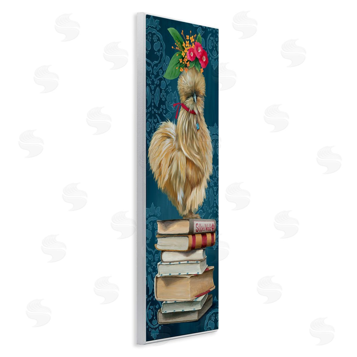 Farmhouse Chicken on Bookstack Wood Plaque Wall Art, Home Decor by Heather Gauthier