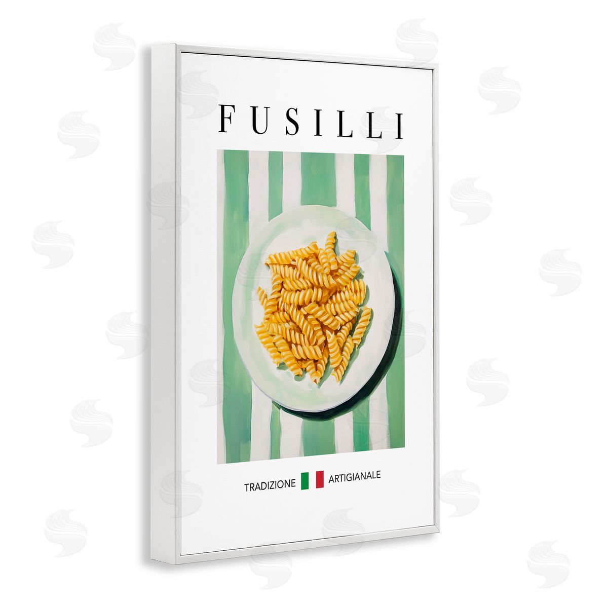 Traditional Fusilli Pasta White Frame Print Wall Art, Home Decor by Andreas Magnusson