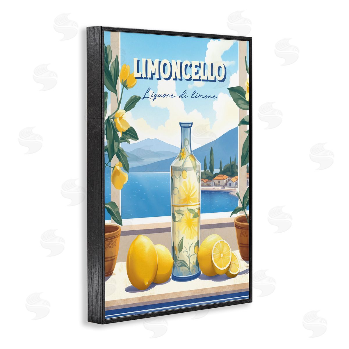 Limoncello Coastal View Black Frame Print Wall Art, Home Decor by Andreas Magnusson