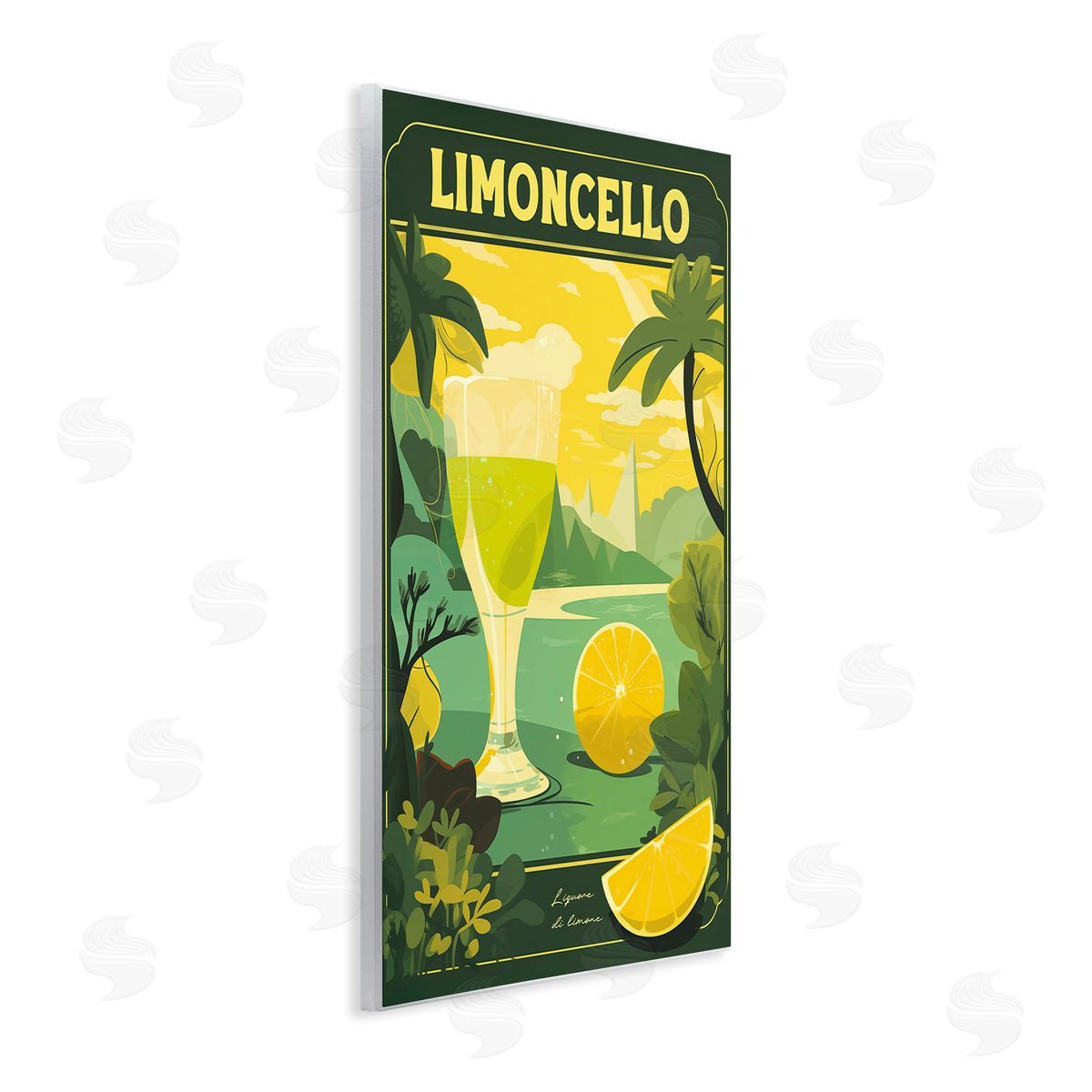Lemon Cocktail in Tropical Scene Wood Plaque Wall Art, Home Decor by Andreas Magnusson