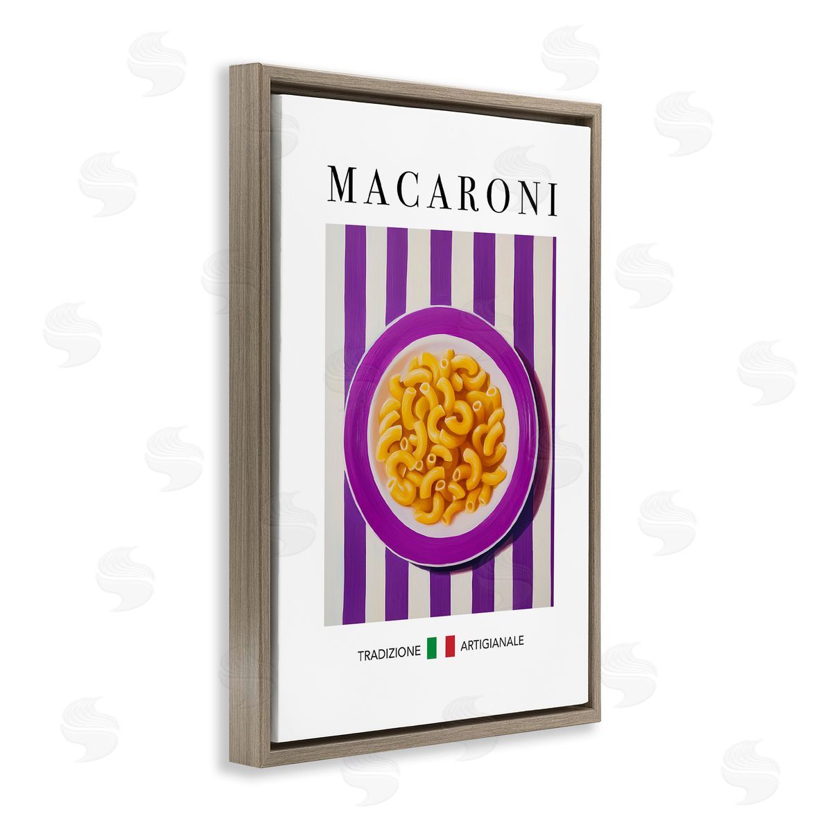 Traditional Macaroni Pasta Brown Floating Frame Canvas Wall Art, Home Decor by Andreas Magnusson