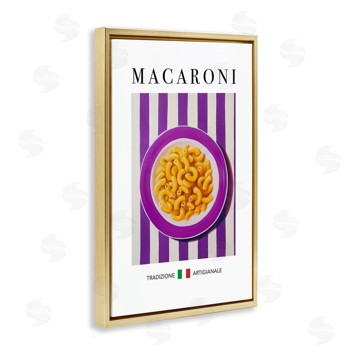 Traditional Macaroni Pasta Gold Floating Frame Canvas Wall Art, Home Decor by Andreas Magnusson