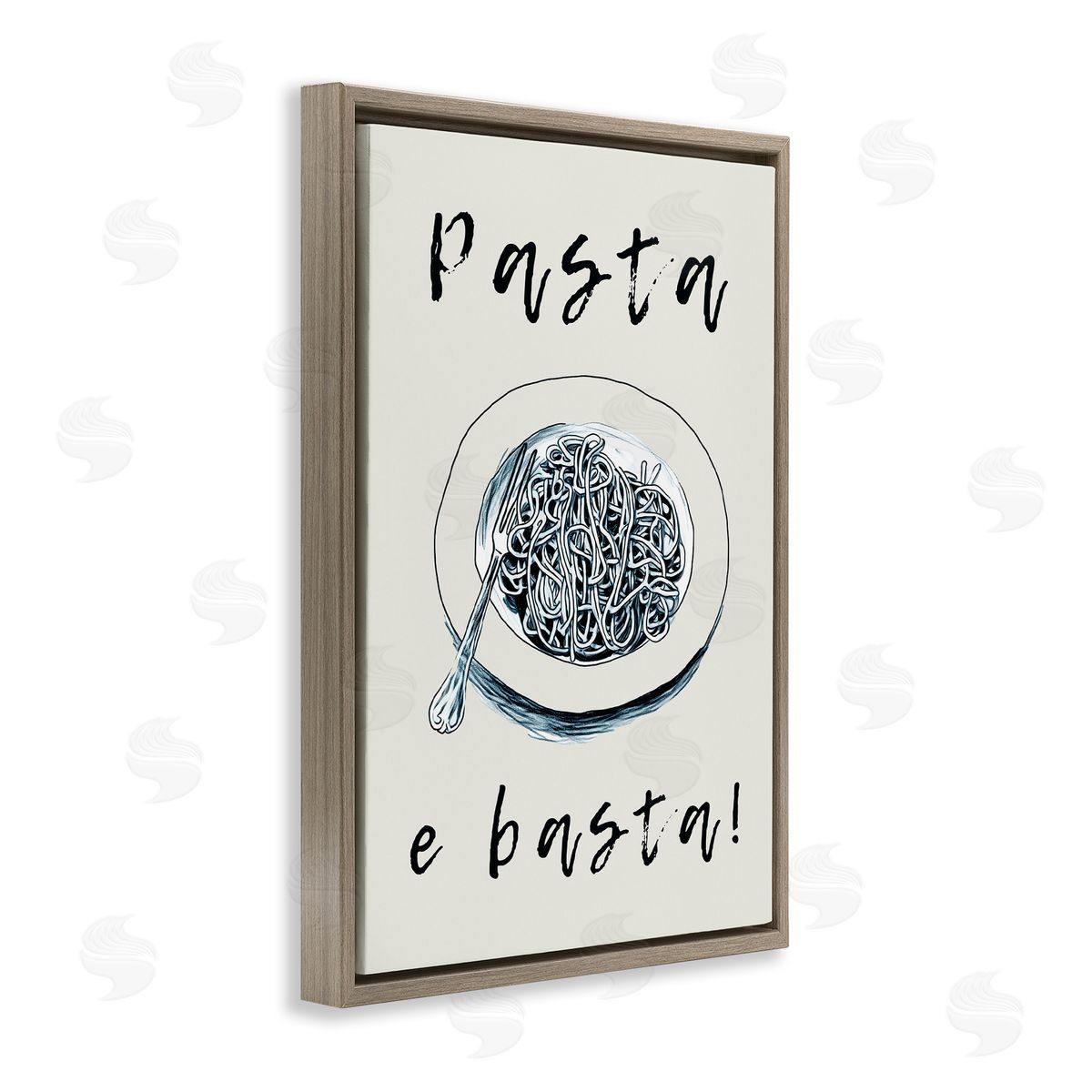 Pasta e Basta Meal Brown Floating Frame Canvas Wall Art, Home Decor by Andreas Magnusson