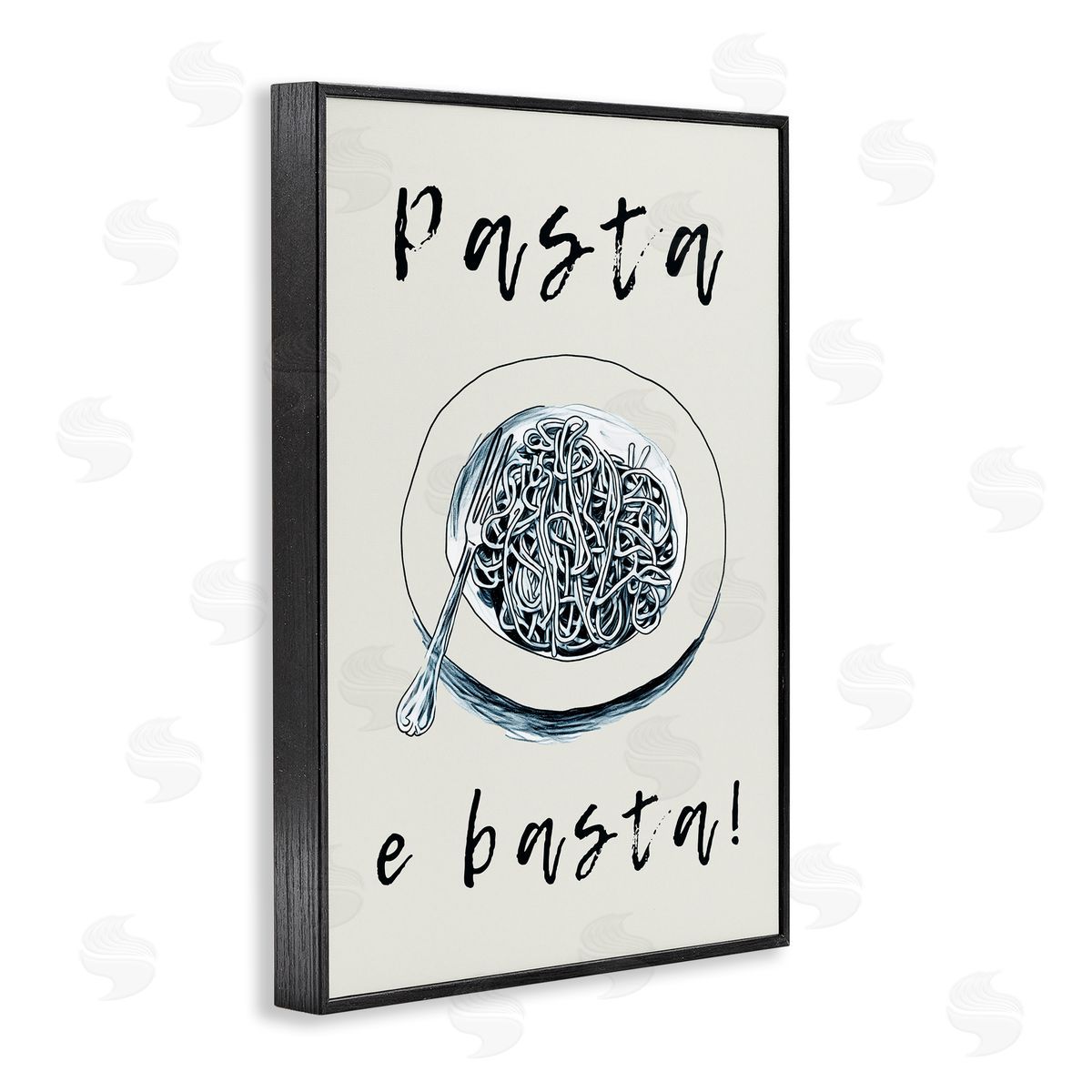Pasta e Basta Meal Black Frame Print Wall Art, Home Decor by Andreas Magnusson