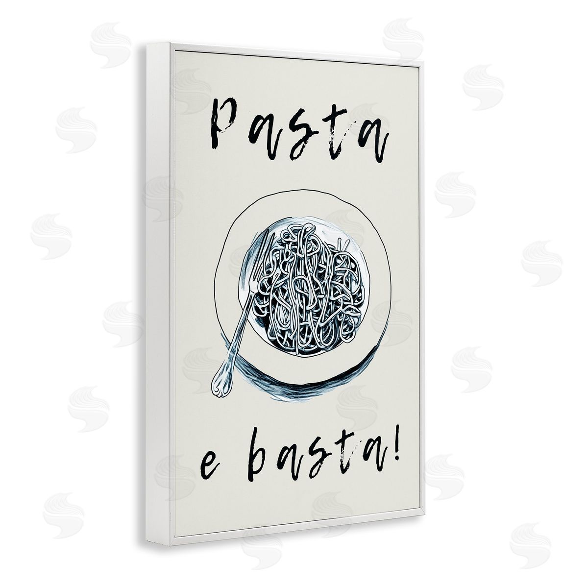 Pasta e Basta Meal White Frame Print Wall Art, Home Decor by Andreas Magnusson